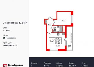 Продам 1-ком. квартиру, 32.9 м2, Санкт-Петербург, муниципальный округ Новоизмайловское, Кубинская улица, 78к2