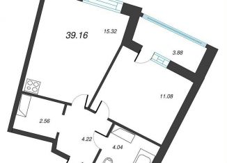 Продажа 1-ком. квартиры, 41.1 м2, Мурино