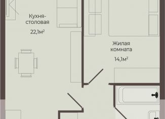 Продажа однокомнатной квартиры, 46.9 м2, Нижний Новгород, метро Парк Культуры