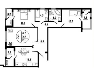 Продажа трехкомнатной квартиры, 82.1 м2, Ростов-на-Дону