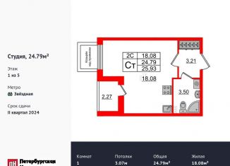 Продажа квартиры студии, 24.2 м2, Санкт-Петербург, Пулковское шоссе, 95к4