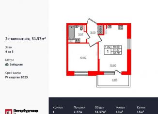 Продается однокомнатная квартира, 31.6 м2, Санкт-Петербург, Московский район