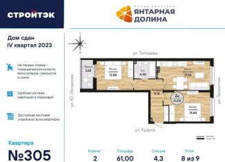 Продаю 2-ком. квартиру, 61.8 м2, Екатеринбург