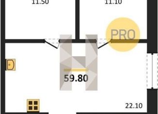 Продаю 2-ком. квартиру, 59.8 м2, Новосибирск, жилой комплекс Одоевский, 1