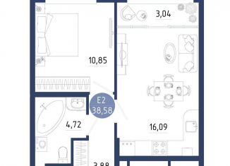 Однокомнатная квартира на продажу, 38.6 м2, Рязанская область