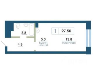 Квартира на продажу студия, 27.5 м2, Красноярск, улица Профсоюзов, 1