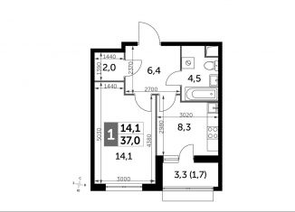 Продаю 1-ком. квартиру, 37 м2, посёлок Развилка, Римский проезд, 13