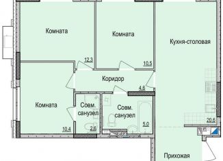 Продам трехкомнатную квартиру, 71.8 м2, Ижевск, Красная улица, 118к2, Первомайский район