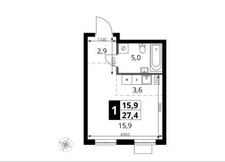 Квартира на продажу студия, 27.4 м2, поселение Мосрентген, жилой комплекс 1-й Ясеневский, к1