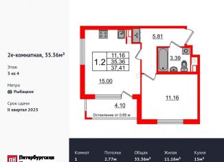 Продаю 1-ком. квартиру, 35.4 м2, Санкт-Петербург