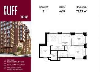 Продаю двухкомнатную квартиру, 72.3 м2, Москва, ЖК Сити Бэй