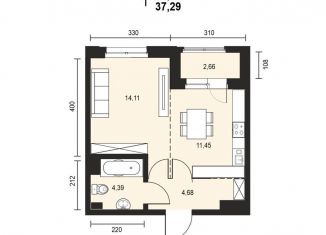 Продам 1-ком. квартиру, 37.3 м2, Иркутск