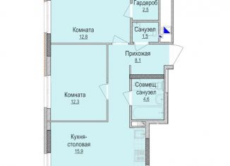 Двухкомнатная квартира на продажу, 57.7 м2, Ижевск, Союзная улица, 163к2, Устиновский район