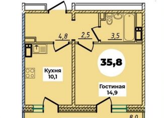 Продажа 1-комнатной квартиры, 38.2 м2, Улан-Удэ, микрорайон 148А, 2/2