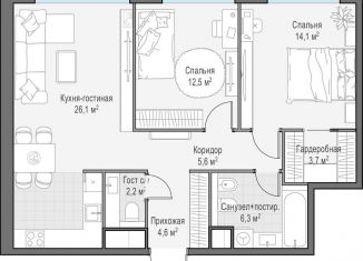 Продам 2-ком. квартиру, 75.4 м2, Москва, район Раменки, проспект Генерала Дорохова, 39к2А