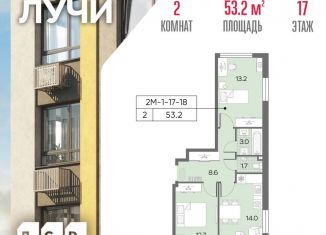 Продается 2-ком. квартира, 52.3 м2, Москва, метро Боровское шоссе, Производственная улица, 17