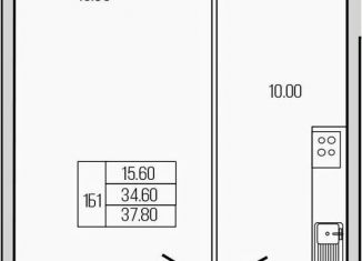 Продаю однокомнатную квартиру, 37.8 м2, Ленинградская область