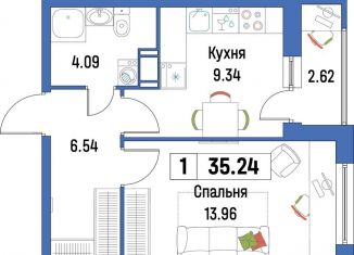 Продается 1-ком. квартира, 35.2 м2, Мурино, ЖК Урбанист