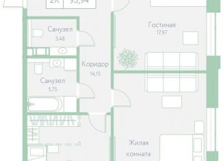 Продается 2-ком. квартира, 95.9 м2, Хабаровск, Доступный переулок, 14