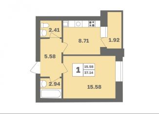 Продаю 1-комнатную квартиру, 37.1 м2, Республика Башкортостан, Дагестанская улица, лит8