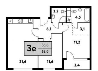 Продам трехкомнатную квартиру, 65 м2, Москва, ЖК Фестиваль Парк 2, Фестивальная улица, 15к4