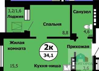 Продается квартира студия, 34.6 м2, Красноярск, ЖК Серебряный