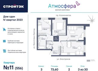 Продажа трехкомнатной квартиры, 73.5 м2, Свердловская область, проспект Космонавтов, 26А/2