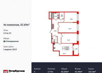 Продам 3-ком. квартиру, 82.7 м2, Санкт-Петербург, Октябрьская набережная, 36к4, Невский район