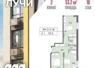 Продается 2-комнатная квартира, 52.2 м2, Москва, метро Новопеределкино, Производственная улица, 17