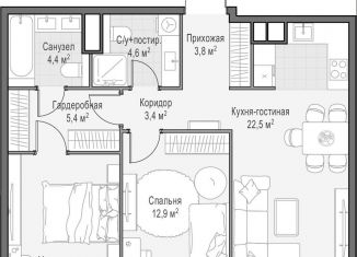 2-комнатная квартира на продажу, 68.8 м2, Москва, проспект Генерала Дорохова, 39к2А, метро Минская