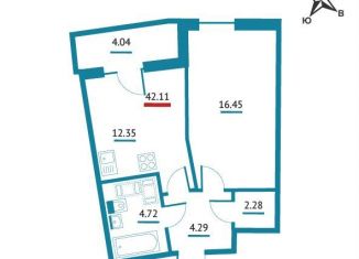 Продаю 1-ком. квартиру, 42.1 м2, Ленинградская область