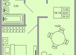 Продается 1-комнатная квартира, 34.1 м2, Ленинградская область