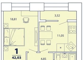 1-комнатная квартира на продажу, 42 м2, Рязанская область