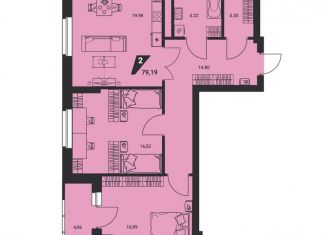 Продается двухкомнатная квартира, 79.2 м2, Екатеринбург, Чкаловский район, улица Молодогвардейцев, 1