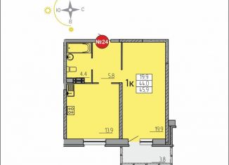 Продажа однокомнатной квартиры, 44 м2, Каменск-Уральский, улица Титова, 12