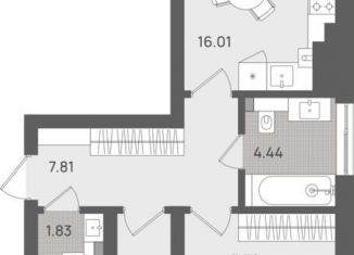 2-ком. квартира на продажу, 60.6 м2, Калининградская область, Новая улица, 22к1