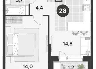 Однокомнатная квартира на продажу, 38.1 м2, Омск, Ленинский округ