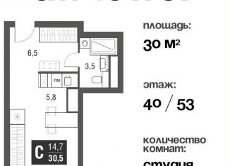 Квартира на продажу студия, 30 м2, Москва, проезд Серебрякова, 11-13к1