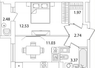 Продажа однокомнатной квартиры, 32.9 м2, Санкт-Петербург, улица Тамбасова, 5Н