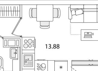 Продам квартиру студию, 21.4 м2, Санкт-Петербург, улица Тамбасова, 5Н, метро Проспект Ветеранов