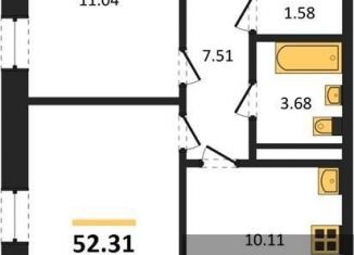 Продаю 2-ком. квартиру, 52.3 м2, Воронеж, Коминтерновский район