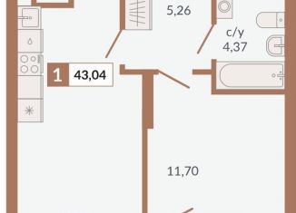 Продам 1-ком. квартиру, 43 м2, Екатеринбург, Верх-Исетский район