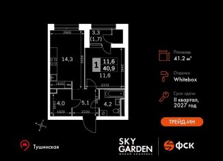 1-комнатная квартира на продажу, 41.2 м2, Москва, метро Спартак, Строительный проезд, 9с9