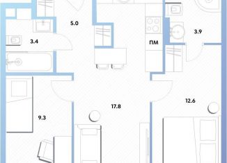 2-комнатная квартира на продажу, 52 м2, Москва, ЖК Баланс