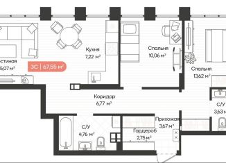 3-комнатная квартира на продажу, 67.8 м2, Новосибирск, Октябрьский район, Ленинградская улица, 342