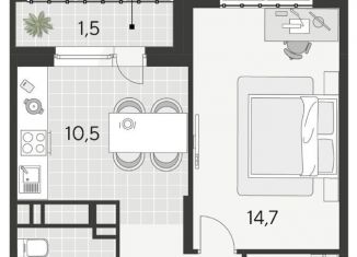 1-ком. квартира на продажу, 38.5 м2, Омск