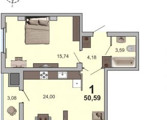 Продается 1-ком. квартира, 50 м2, Рязанская область, микрорайон Олимпийский Городок, 7