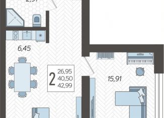 Продам 2-ком. квартиру, 43 м2, Сочи, ЖК Кислород, жилой комплекс Кислород, 12