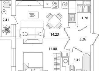 1-ком. квартира на продажу, 34.9 м2, Санкт-Петербург, улица Тамбасова, 5Н, метро Проспект Ветеранов