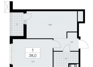 Продам 1-ком. квартиру, 38 м2, Ленинградская область